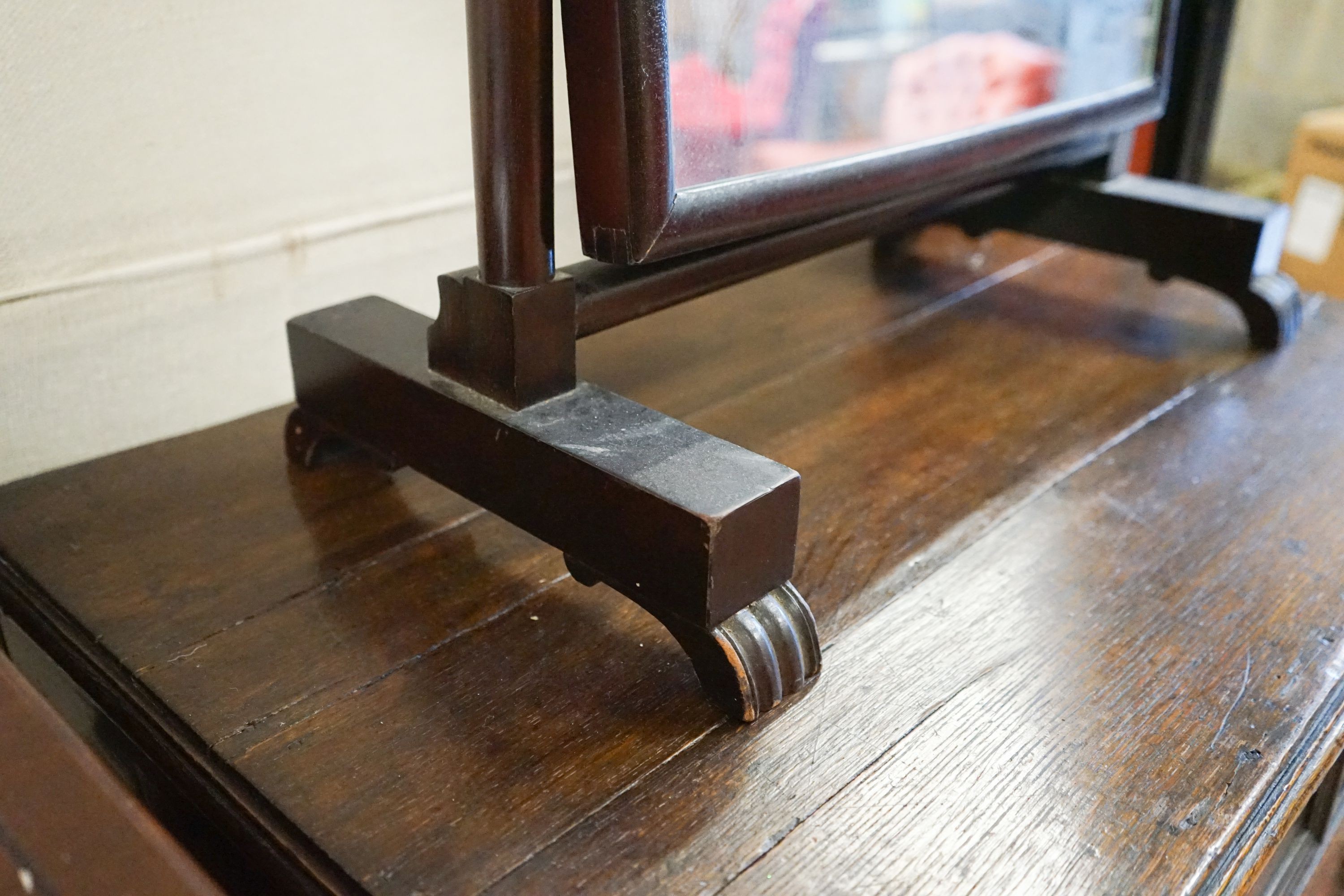 A Victorian mahogany toilet mirror, width 64cm, height 85cm